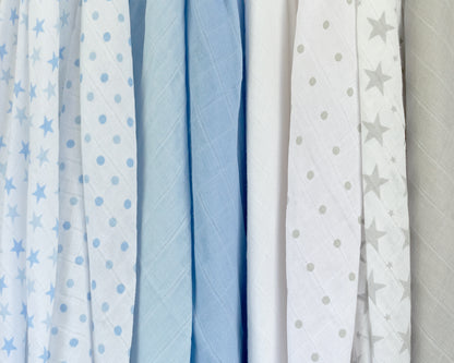 Cotton Muslin Squares 12 Pack - Patterned