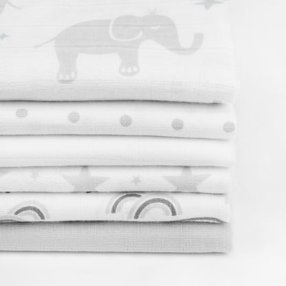 Cotton Muslin Squares 12 Pack - Patterned