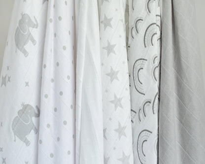 Cotton Muslin Squares 12 Pack - Patterned