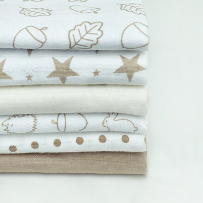 Cotton Muslin Squares 12 Pack - Patterned