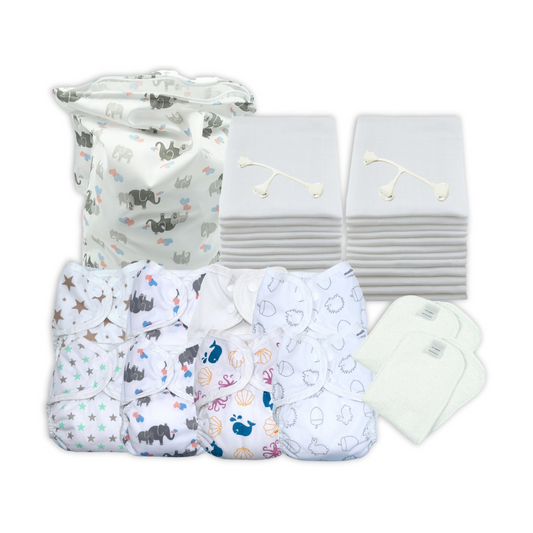 Newborn Full-Time Muslins Reusable Nappy Kit – Size 1