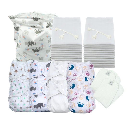 Newborn Full-Time Muslins Reusable Nappy Kit – Size 1