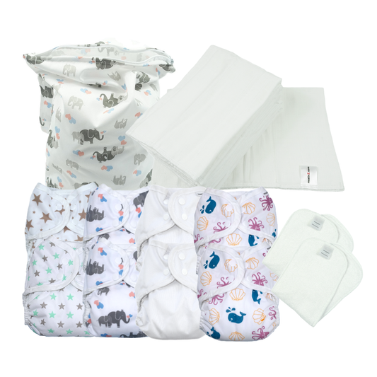 Newborn Full-Time Prefold Reusable Nappy Kit – Size 1