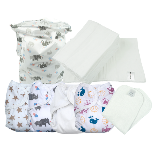 Newborn Part-Time Prefold Reusable Nappy Kit – Size 1