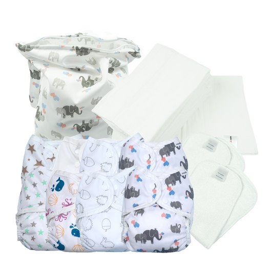 Newborn Full-Time Prefold Reusable Nappy Kit – Size 1