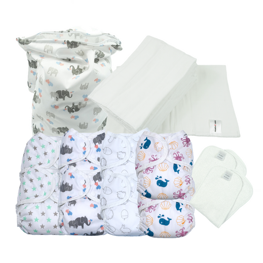 Full-Time Reusable Nappy Kit – Prefolds (Size 1 from Newborn)