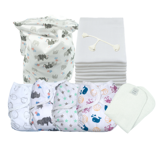 Part-Time Reusable Nappy Kit – Muslins (Size 1 from Newborn)
